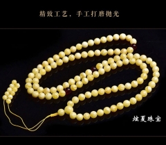 天然原矿正品蜜蜡珠子鸡油黄白花蜜diy散珠圆珠手串单珠星月金刚配珠男女款108佛珠链